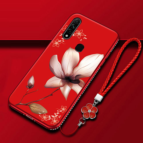 Silicone Candy Rubber Gel Flowers Soft Case Cover for Oppo A31 Red Wine