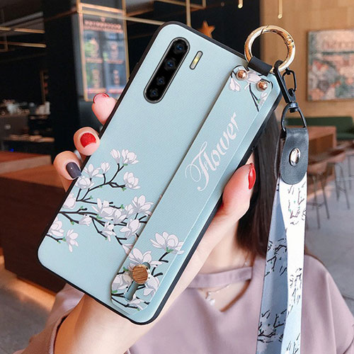 Silicone Candy Rubber Gel Flowers Soft Case Cover for Oppo A91 Sky Blue