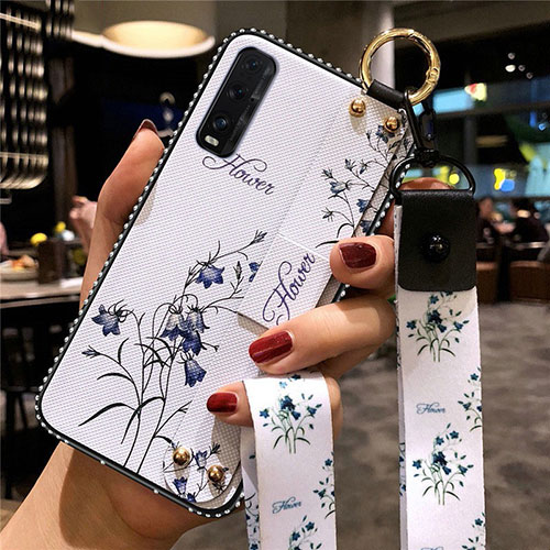 Silicone Candy Rubber Gel Flowers Soft Case Cover for Oppo Find X2 White