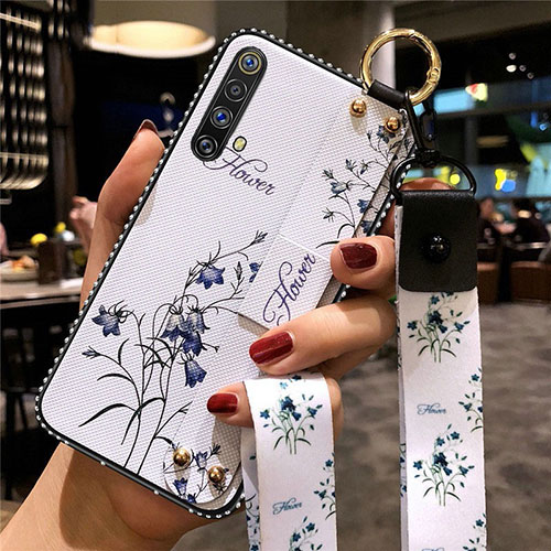 Silicone Candy Rubber Gel Flowers Soft Case Cover for Realme X50 5G White