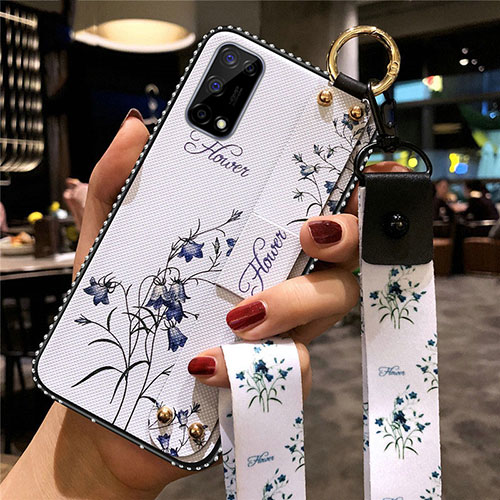 Silicone Candy Rubber Gel Flowers Soft Case Cover for Realme X7 5G White