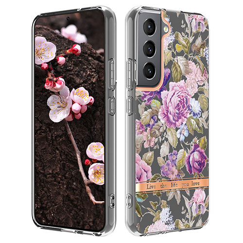 Silicone Candy Rubber Gel Flowers Soft Case Cover for Samsung Galaxy S23 Plus 5G Purple