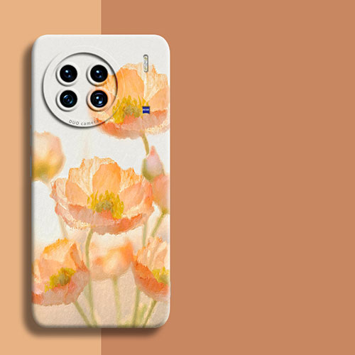 Silicone Candy Rubber Gel Flowers Soft Case Cover for Vivo X90 Pro 5G Orange