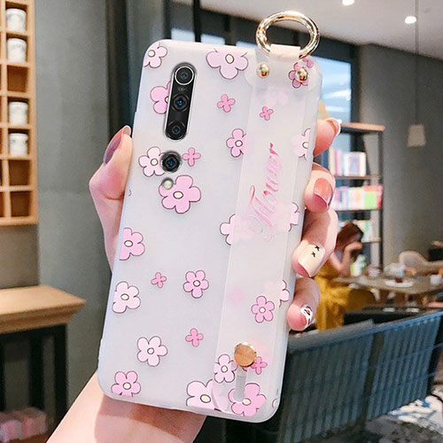 Silicone Candy Rubber Gel Flowers Soft Case Cover for Xiaomi Mi 10 Hot Pink