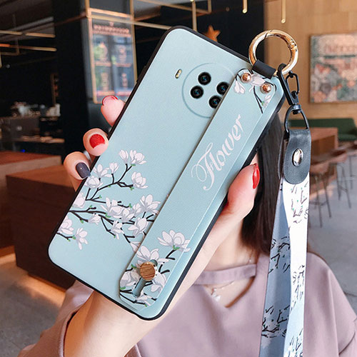 Silicone Candy Rubber Gel Flowers Soft Case Cover for Xiaomi Mi 10i 5G Mint Blue