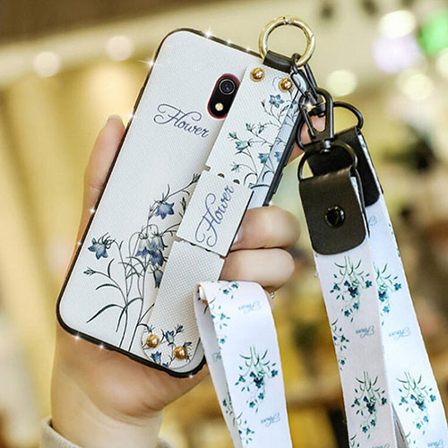 Silicone Candy Rubber Gel Flowers Soft Case Cover for Xiaomi Redmi 8A White