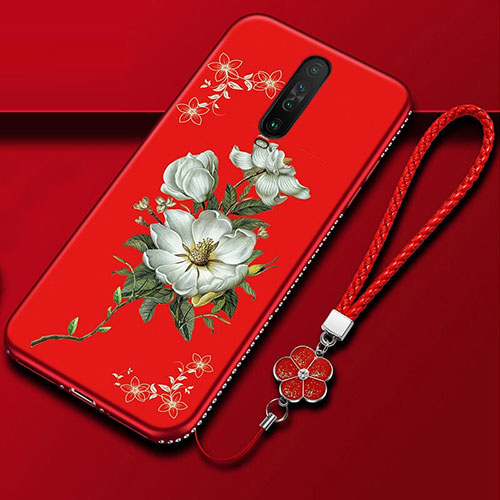 Silicone Candy Rubber Gel Flowers Soft Case Cover for Xiaomi Redmi K30 5G Red