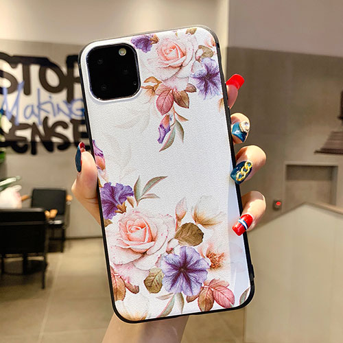 Silicone Candy Rubber Gel Flowers Soft Case Cover H04 for Apple iPhone 11 Pro White