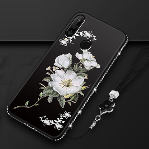 Silicone Candy Rubber Gel Flowers Soft Case Cover K01 for Huawei Nova 4e Black