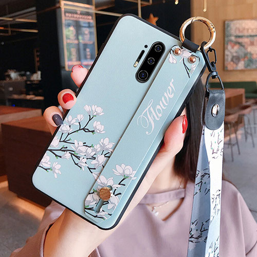 Silicone Candy Rubber Gel Flowers Soft Case Cover K01 for OnePlus 8 Pro Sky Blue