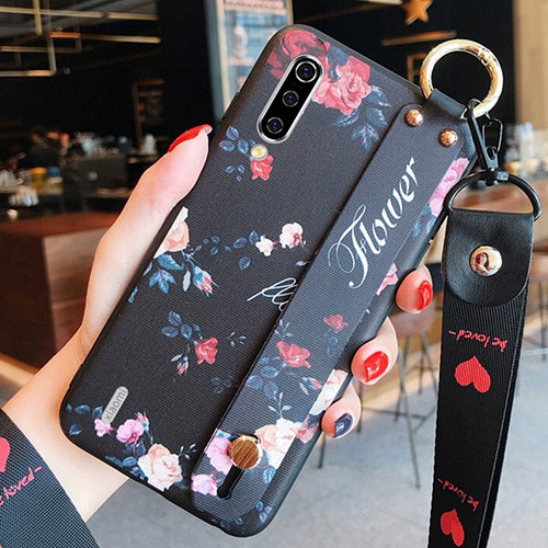 Silicone Candy Rubber Gel Flowers Soft Case Cover K01 for Xiaomi Mi A3 Black