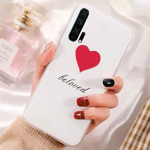 Silicone Candy Rubber Gel Flowers Soft Case Cover K02 for Huawei Honor 20 Pro Red