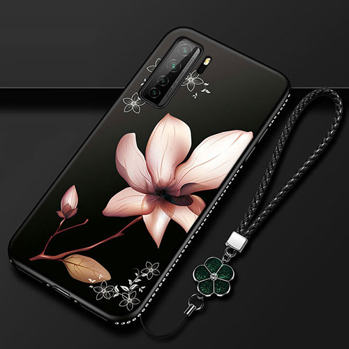 Silicone Candy Rubber Gel Flowers Soft Case Cover K02 for Huawei Nova 7 SE 5G Brown