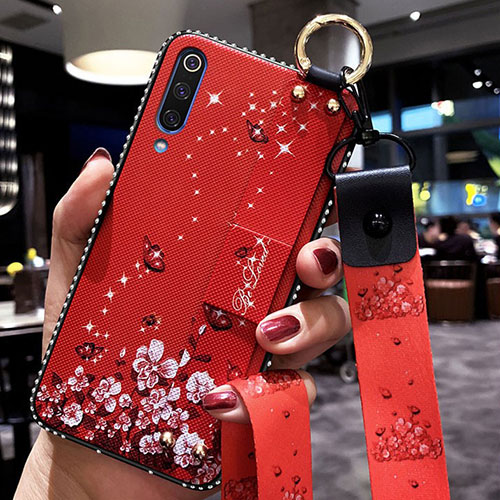 Silicone Candy Rubber Gel Flowers Soft Case Cover K05 for Xiaomi Mi A3 Red