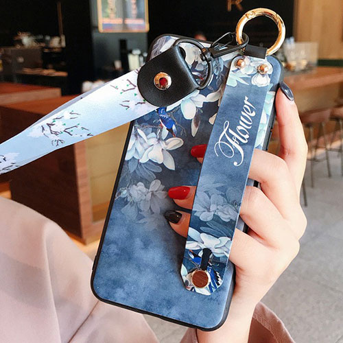 Silicone Candy Rubber Gel Flowers Soft Case Cover K08 for Huawei P20 Blue