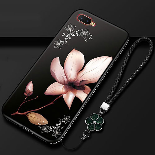 Silicone Candy Rubber Gel Flowers Soft Case Cover M02 for Oppo K1 Brown