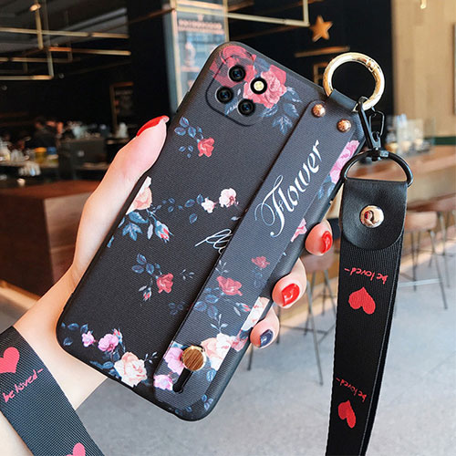 Silicone Candy Rubber Gel Flowers Soft Case Cover S01 for Huawei Enjoy 20 5G Black