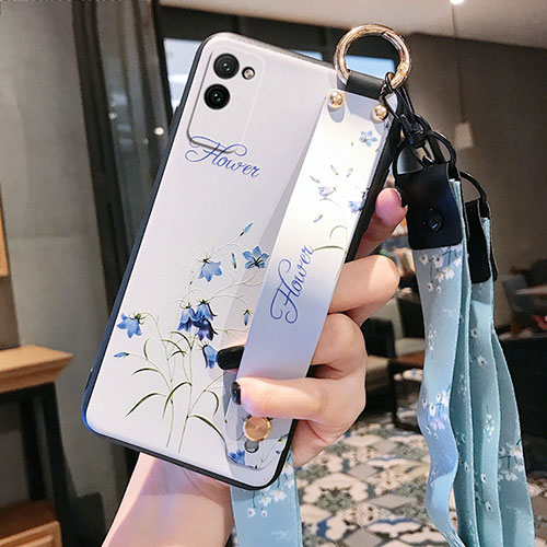 Silicone Candy Rubber Gel Flowers Soft Case Cover S01 for Huawei Honor Play4 Pro 5G White