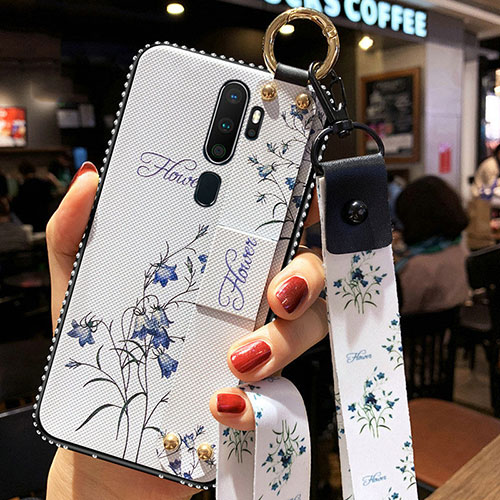 Silicone Candy Rubber Gel Flowers Soft Case Cover S01 for Oppo A11 White