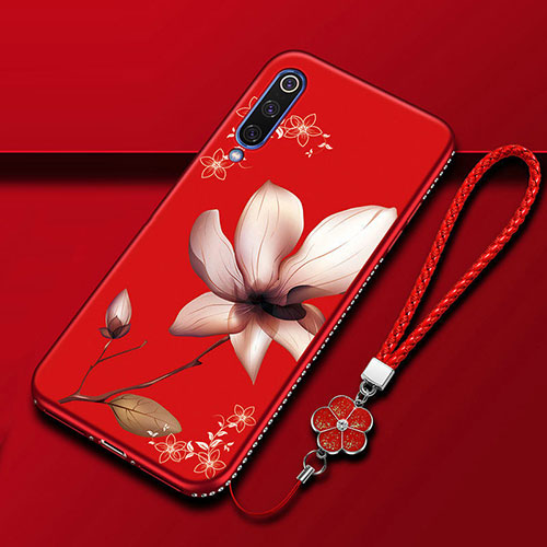 Silicone Candy Rubber Gel Flowers Soft Case Cover S01 for Samsung Galaxy A70 Red Wine