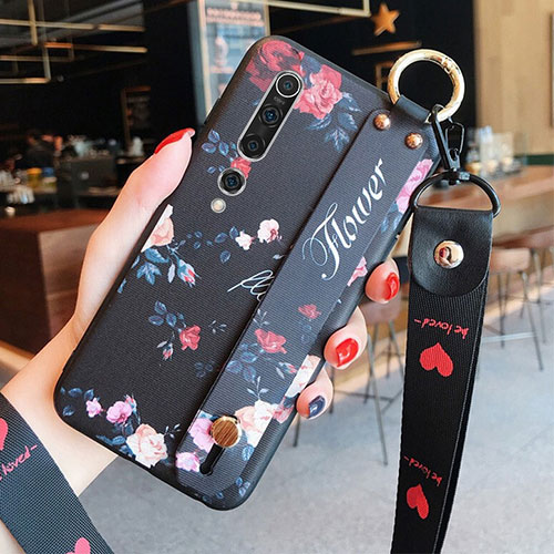 Silicone Candy Rubber Gel Flowers Soft Case Cover S01 for Xiaomi Mi 10 Black