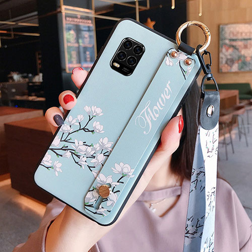 Silicone Candy Rubber Gel Flowers Soft Case Cover S01 for Xiaomi Mi 10 Lite Sky Blue