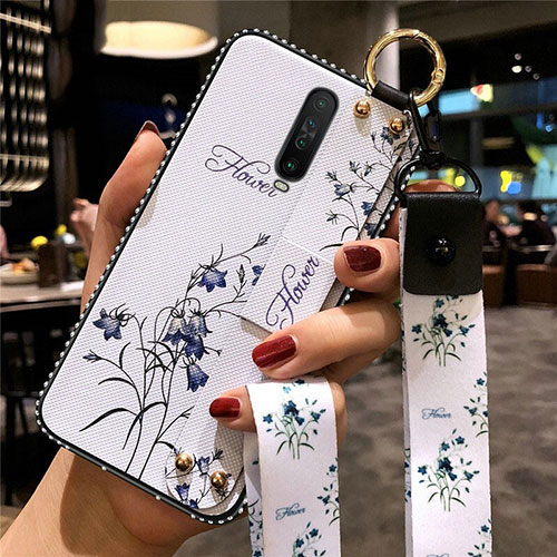 Silicone Candy Rubber Gel Flowers Soft Case Cover S01 for Xiaomi Poco X2 White