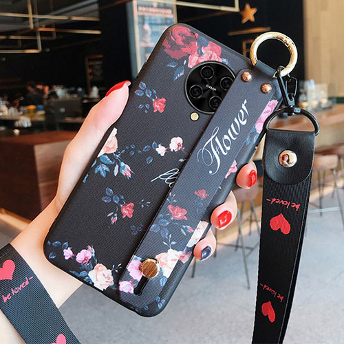 Silicone Candy Rubber Gel Flowers Soft Case Cover S01 for Xiaomi Redmi K30 Pro 5G Black