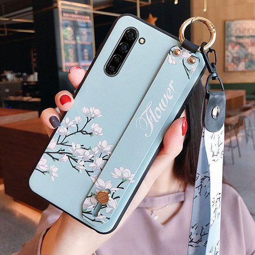 Silicone Candy Rubber Gel Flowers Soft Case Cover S02 for Oppo Find X2 Lite Sky Blue