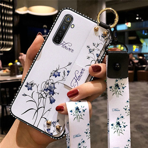 Silicone Candy Rubber Gel Flowers Soft Case Cover S02 for Oppo K5 White