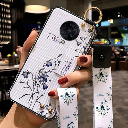 Silicone Candy Rubber Gel Flowers Soft Case Cover S02 for Xiaomi Poco F2 Pro White