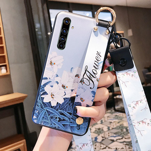 Silicone Candy Rubber Gel Flowers Soft Case Cover S03 for Realme X50 Pro 5G Sky Blue