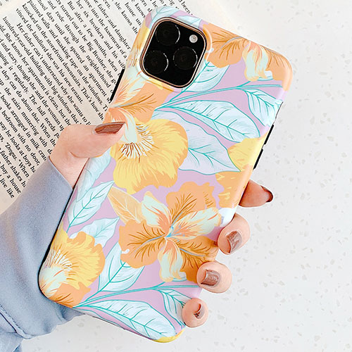 Silicone Candy Rubber Gel Flowers Soft Case Cover S04 for Apple iPhone 11 Pro Gold