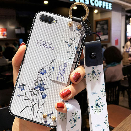 Silicone Candy Rubber Gel Flowers Soft Case Cover S04 for Oppo RX17 Neo White