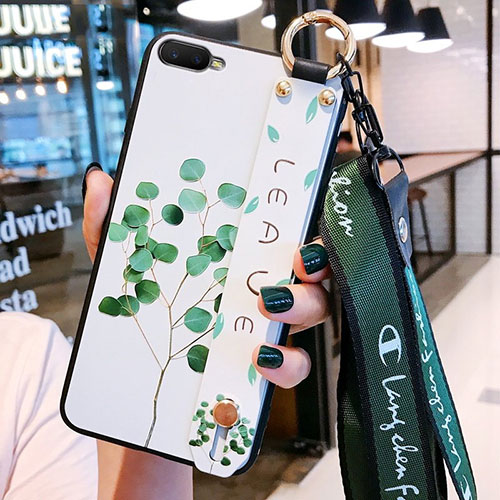 Silicone Candy Rubber Gel Flowers Soft Case Cover S05 for Oppo K1 Green