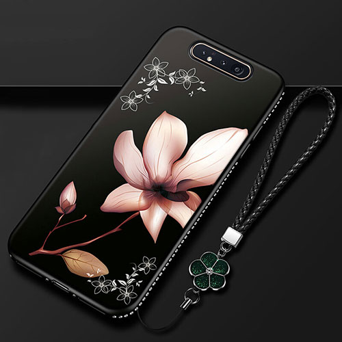 Silicone Candy Rubber Gel Flowers Soft Case Cover S06 for Samsung Galaxy A90 4G Brown