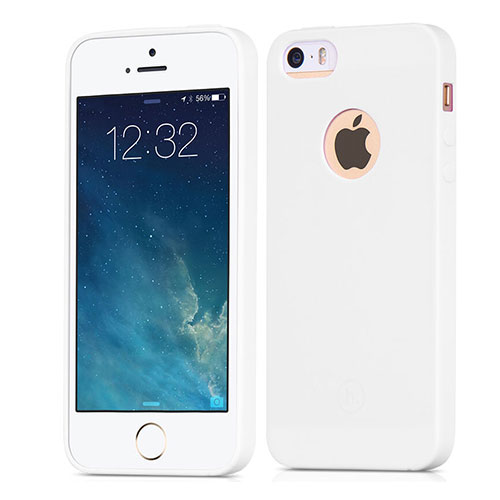 Silicone Candy Rubber Gel Soft Cover With Hole for Apple iPhone 5 White