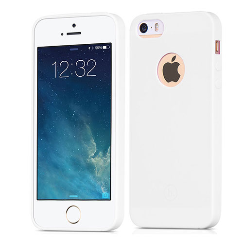 Silicone Candy Rubber Gel Soft Cover With Hole for Apple iPhone 5S White