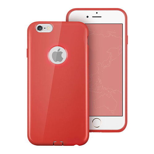 Silicone Candy Rubber Gel Soft Cover With Hole for Apple iPhone 6 Plus Red