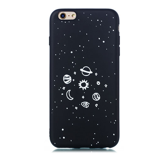 Silicone Candy Rubber Gel Starry Sky Soft Case Cover for Apple iPhone 6 Plus Black