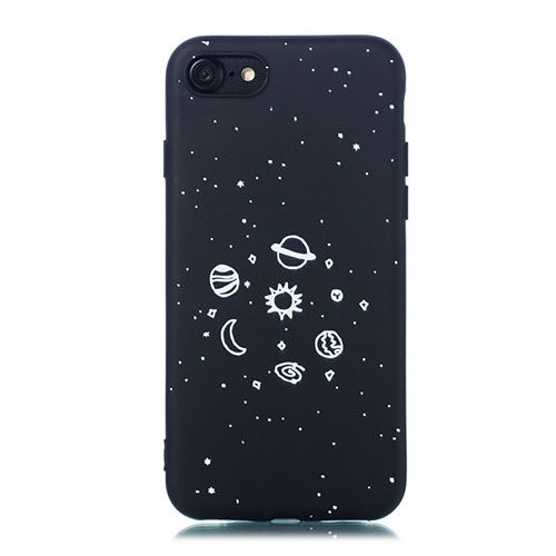 Silicone Candy Rubber Gel Starry Sky Soft Case Cover for Apple iPhone 7 Black