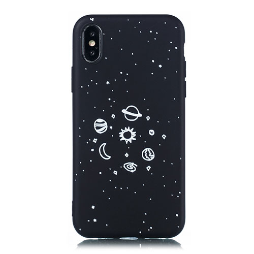 Silicone Candy Rubber Gel Starry Sky Soft Case Cover for Apple iPhone X Black