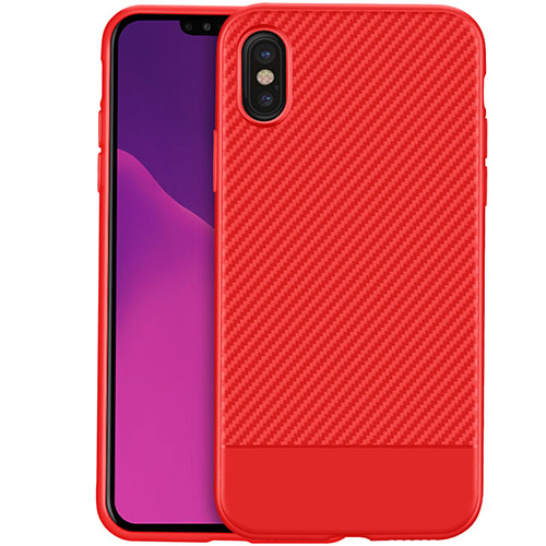 Silicone Candy Rubber Gel Twill Soft Case for Apple iPhone Xs Red