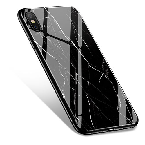 Silicone Candy Rubber Marble Pattern Soft Case for Apple iPhone X Black