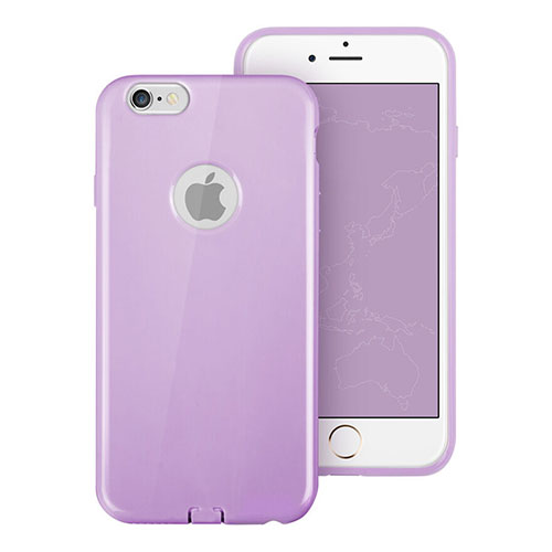 Silicone Candy Rubber Soft Cover With Hole for Apple iPhone 6S Purple