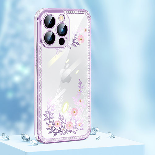 Silicone Candy Rubber TPU Bling-Bling Soft Case Cover AT1 for Apple iPhone 13 Pro Max Purple