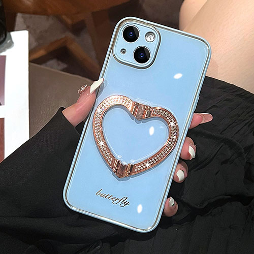 Silicone Candy Rubber TPU Bling-Bling Soft Case Cover JL1 for Apple iPhone 15 Blue