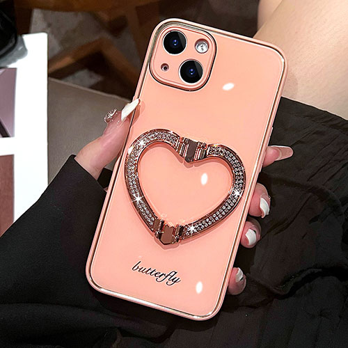 Silicone Candy Rubber TPU Bling-Bling Soft Case Cover JL1 for Apple iPhone 15 Rose Gold