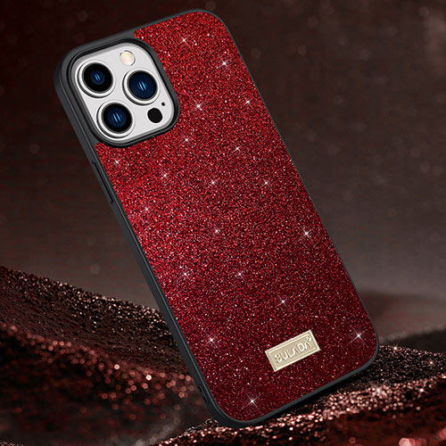 Silicone Candy Rubber TPU Bling-Bling Soft Case Cover LD1 for Apple iPhone 15 Pro Max Red