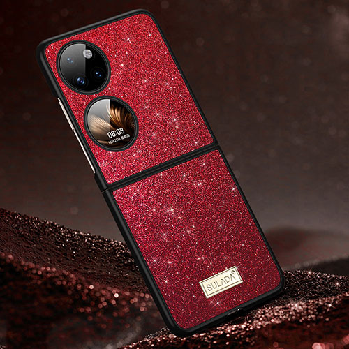 Silicone Candy Rubber TPU Bling-Bling Soft Case Cover LD1 for Huawei P50 Pocket Red